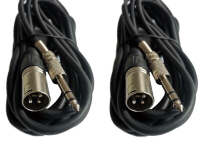 2 25Ft Pro XLR MALE 3Pin to 1/4'' TRS Mixer to Powered Monitor Speaker Cable Cord