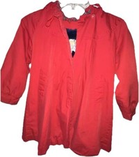 Vintage London Fog Hooded Red Pleated Fleece Sherpa Lined Coat Jacket Youth Sz 6