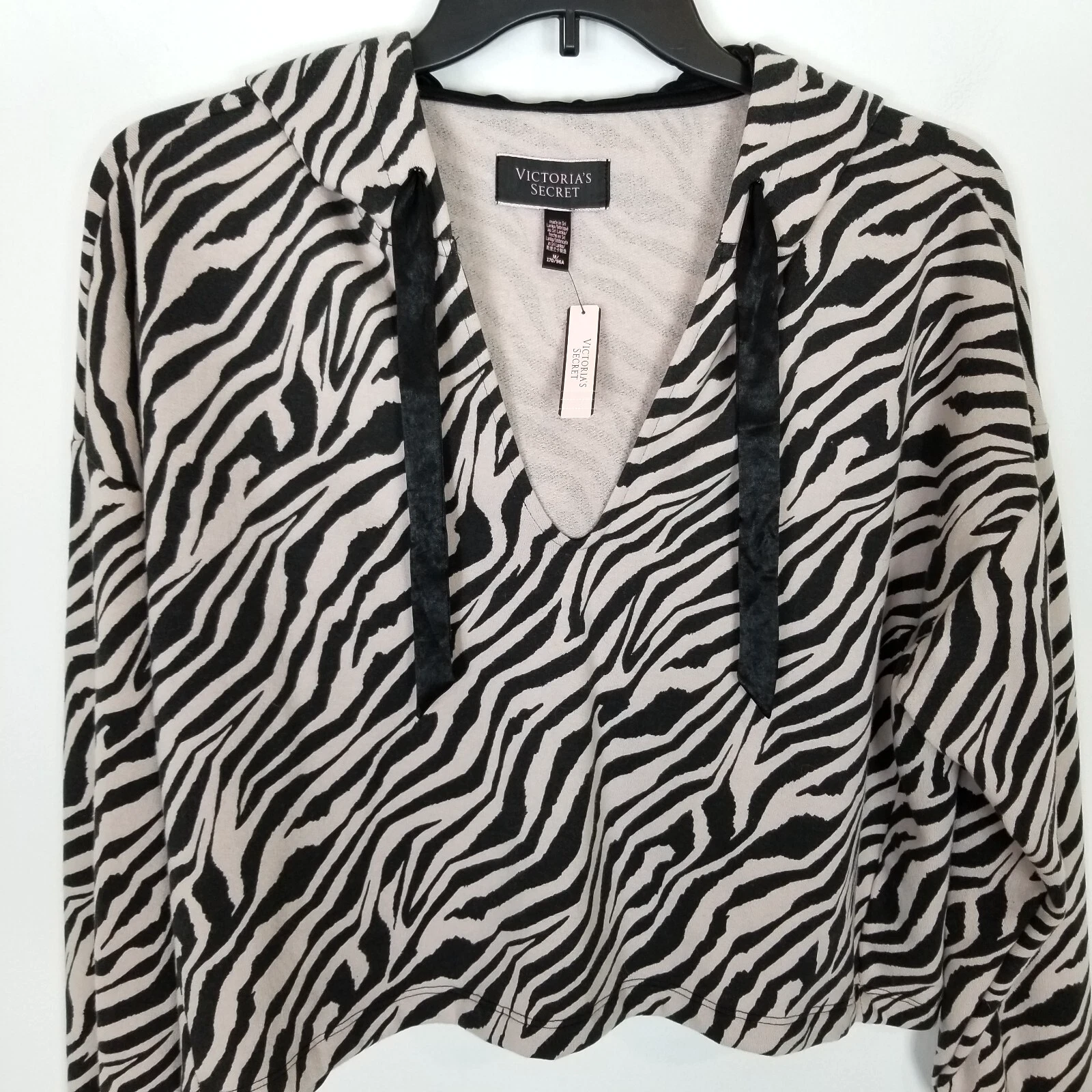 UNDERCOVER Felpa con cappuccio Victoria's Secret donna stampa animalier cropped taglia M boxy