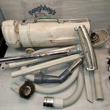 Electrolux Model L White Canister Vacuum + Attachments Vintage Motor Works!
