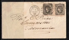 Victoria SG #107 Used Two Examples On Scarce Cover To Tasmania With Red Ship