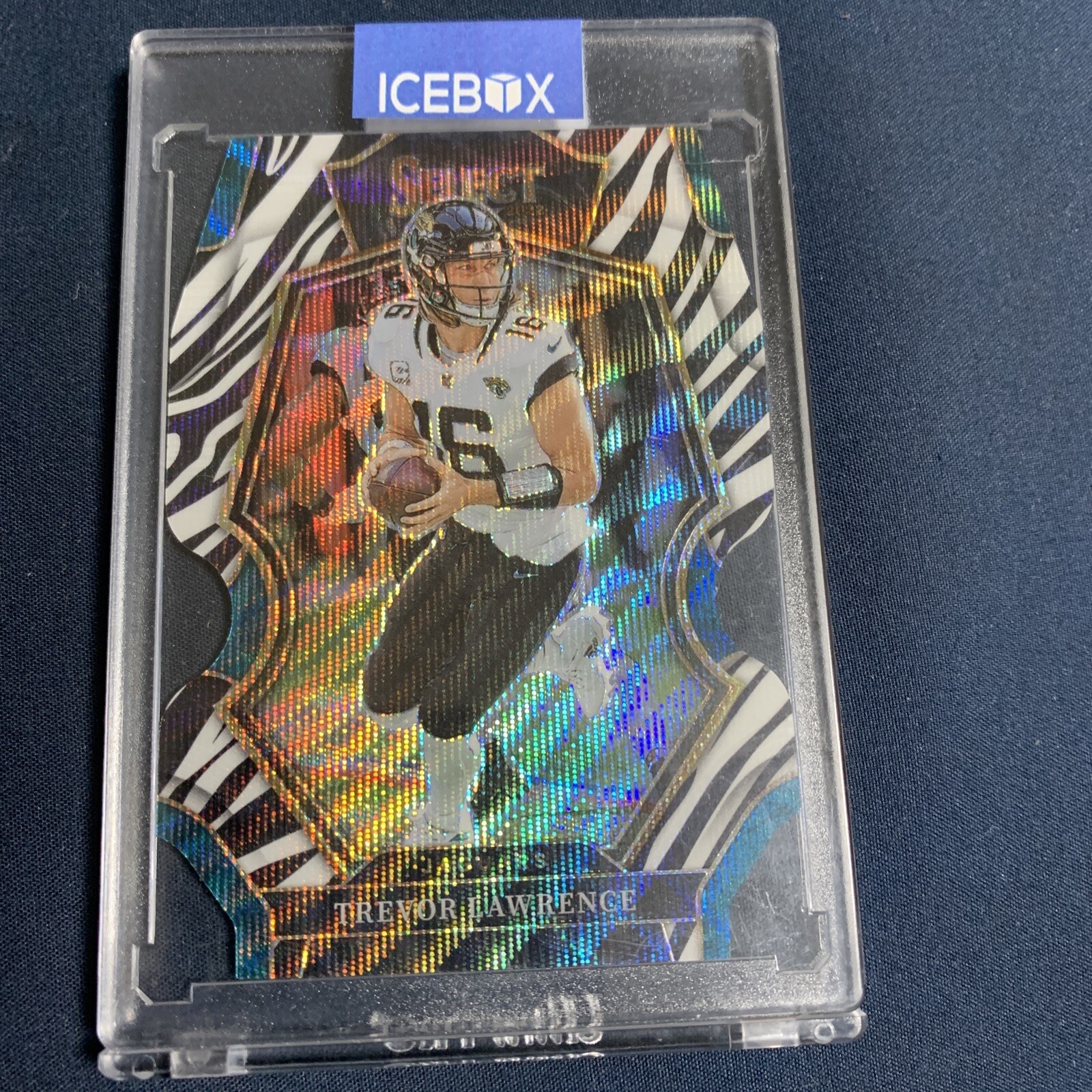 2022 Panini Select - Premier Level Zebra Prizm Die-Cut #145 Trevor Lawrence