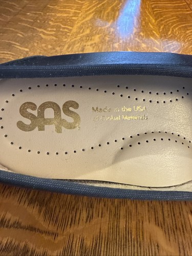 Zapato sin cordones SAS para mujer talla 7,5 W Milano de cuero azul marino tacón bajo bloque - Imagen 12 de 13
