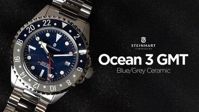 Steinhart Ocean 3 GMT Blue-Grey ceramic - Neu - Full Set