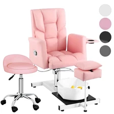No Plumbing Pedicure Chair Hydraulic Reclining Pedicure Station with Stool