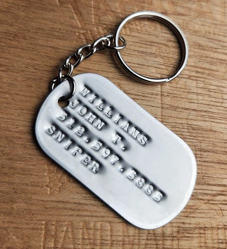 Military Keychain Custom Dog Tag Stamped Not Engraved Or Embossed On Vintage WW2