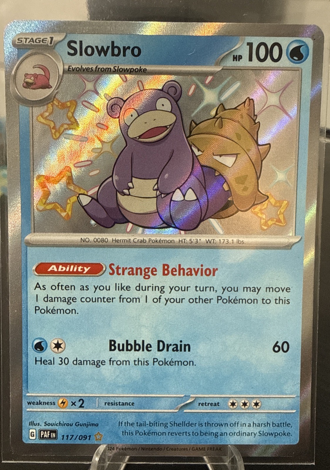 Slowbro 117/091 Shiny Rare Paldean Fates Pokemon Holo Near Mint