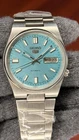 💎 Seiko 5 Automatic Men’s Watch 💙 Light Blue Dial ⌚ Vintage Japan Made 🕰️