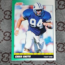 Score 1991 Chris Smith Rookie #316 Football BYU Cougars NCAA Trading Card. rookie card picture