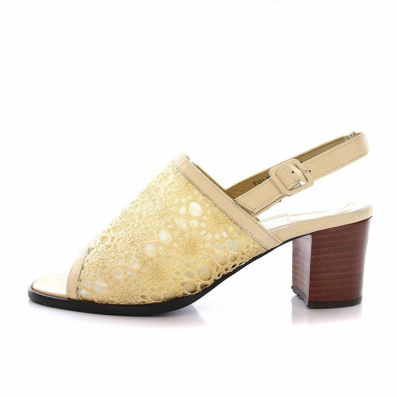 Sandali Yves Saint Laurent cinturino tacco grosso beige taglia 36 5 donna autentici