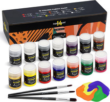 Magicfly 14-Color Soft Fabric Paint Set for DIY Clothing Projects with Brushes