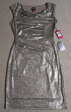 Vince Camuto Womens Size 12 Silver Polyester Blend Sleeveless Dress 24