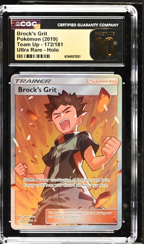 POKEMON BROCK'S GRIT 172/181 ULTRA RARE FULL ART TEAM UP 2019 CGC 10 PRISTINE