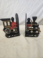 Vintage Cast Iron Railroad Bookends Locomotive Train Engine Book Ends