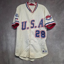 Vintage Russell Authentic 1990 USA Baseball Team 28 Game Worn Jersey Mens 44 L