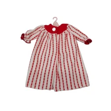 VTG IDEAL TAMMY FAMILY RED WHITE FLANNEL HOUSECOAT with hanger