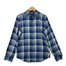 Banana Republic Luxe Flannel Plaid Long Sleeve Button Down size Medium Blue