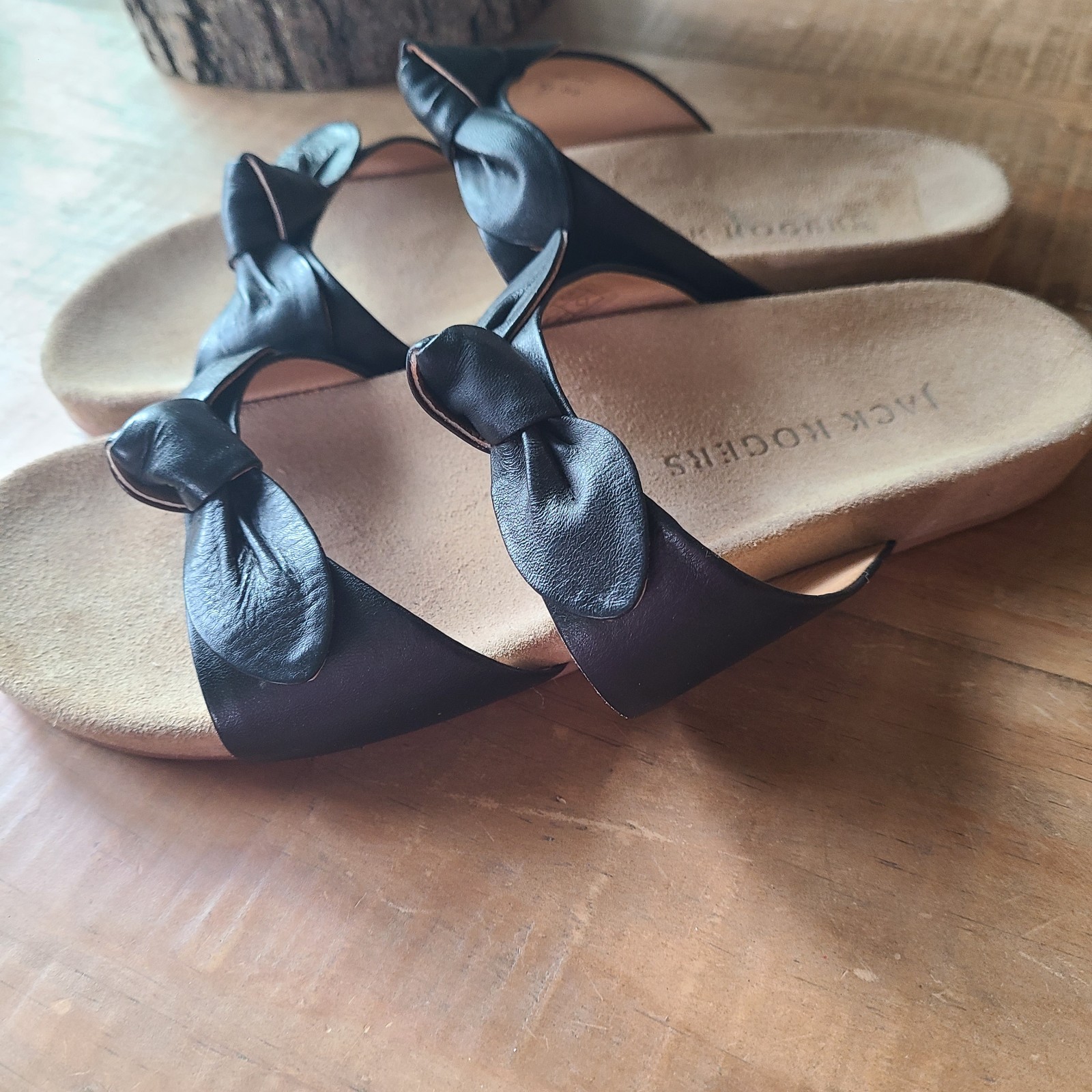 APL Sandali comodi Jack Rogers doppio nodo in pelle Annie neri slip on 10 M