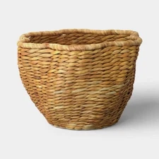 Sculpted Natural Woven Basket - 