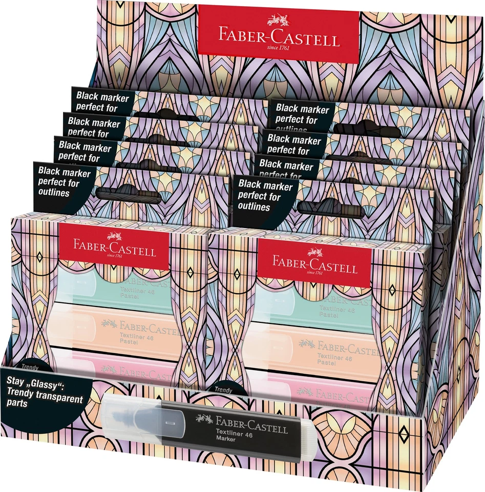FABER-CASTELL - Textmarker Set Glassy Pastell, 4er Etui, inkl. Marker schwa ... - Bild 4 von 4