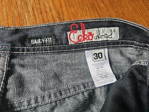 Ecko Unltd Baggy Jeans 30x30 Faded Black Wash - Picture 9 of 12