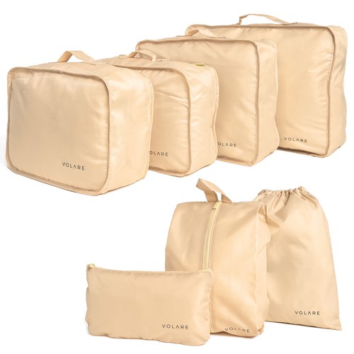 7 pcs packing cubes, travel, organiser, bags, great quality - cream!