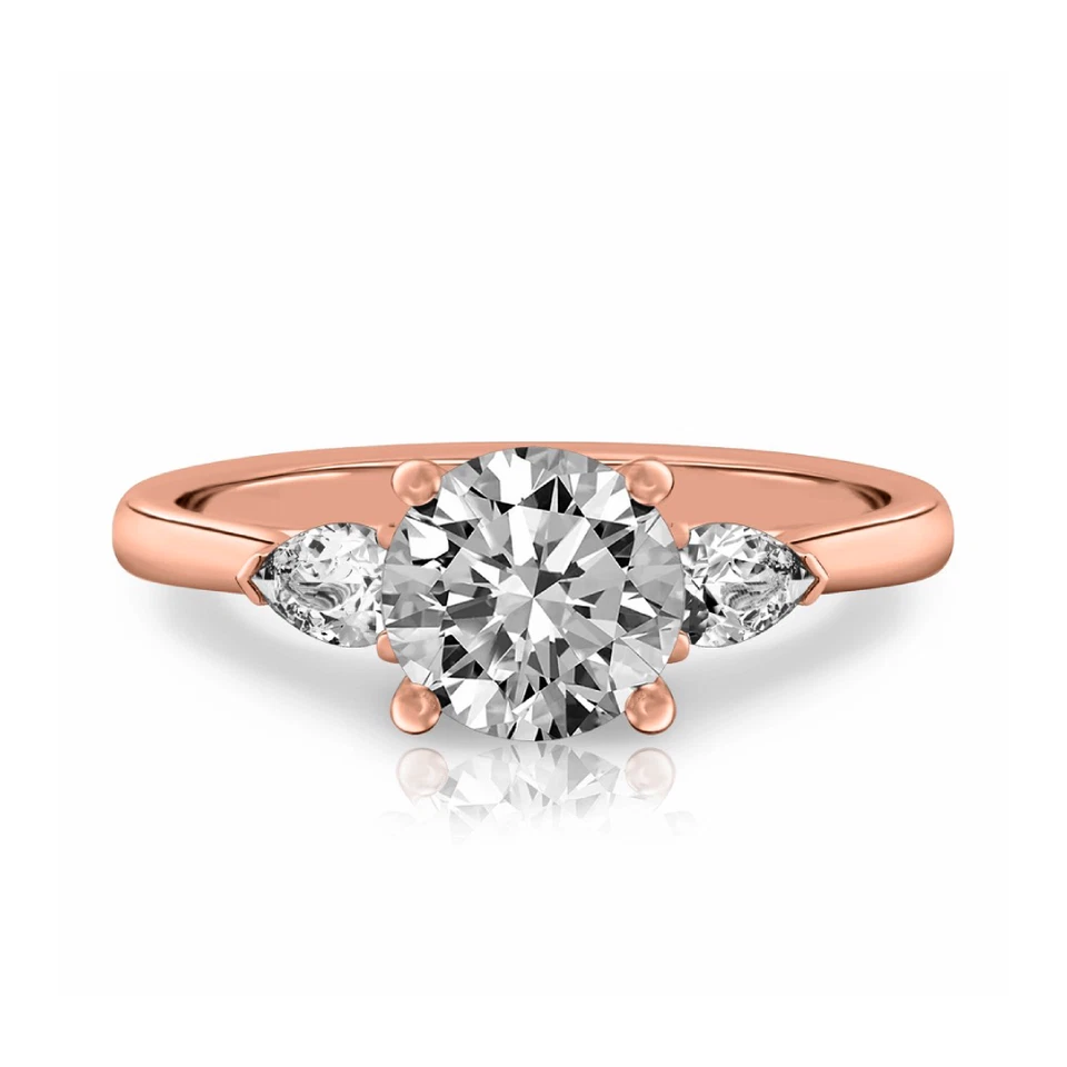 14k Rose Gold Ring For Wedding Diamond Lab Grown Round 1.4 Carat IGI Certified - Image 2 of 4