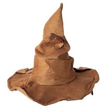 Halloween Adult Scarecrow Costume Hat Tattered Witch Hat Brown Wizard Cap