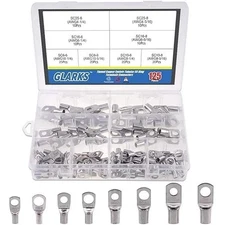 125Pcs Marine Grade Tinned Copper Wire Lugs Battery Cable Eyelet Terminals Kit