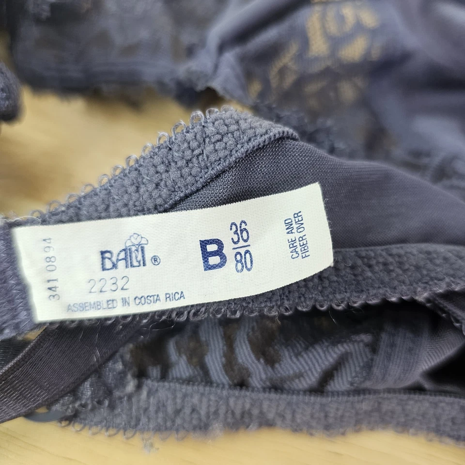 Sujetador vintage Bali 36B estilo 2232 púrpura con aros sin forro encaje Foto 2 de 4