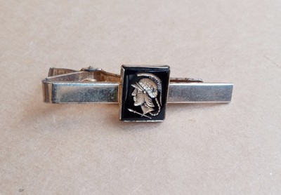 Vintage Anson Greek Roman Warrior Centurion Soldier Intaglio Tie Clip Signed