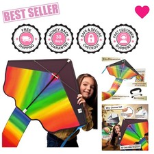 Weatherproof 42" Rainbow Kite for Kids Ages 3-12 - Perfect Beach Adventure