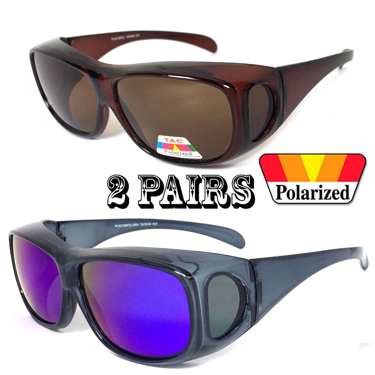 1 or 2 Pairs FIT OVER Sunglasses Polarized Lens Cover Rx Glasses