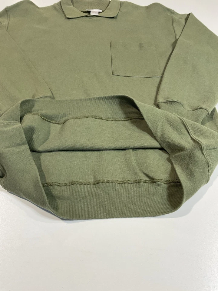 Sudadera De Colección Neiman Marcus Cuello Blanco Talla M Oliva Bolsillo Preppy Años 90 Foto 3 de 4