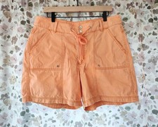 Orange Vtg Riders Shorts Sz 14 Grommets Cotton Roomy Drawstring Double Button