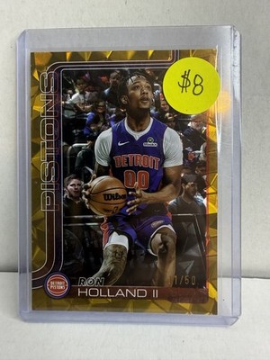 2025-26 Topps Ron Holland II RC Detroit Pistons Gold Crackleboard Foil #42 /50
