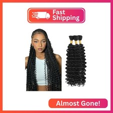  1B Black Human Braiding Hair Deep Wave Bulk 28 28 28 Inch Natural Color Deep Wa