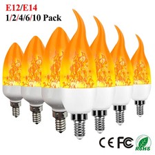LED Flicker Candle Bulb Light E14 E12 Flame Effect Fire Burning Lamp 3 Modes UK
