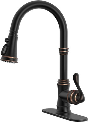Oil Rubbed Bronze Kitchen Faucet with Pull down Sprayer, 3 Spray Modes, Single H