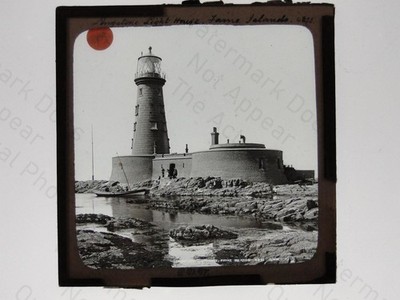 Longstone Leuchtturm Farne Islands GWW Magic Lantern Slide um 1900