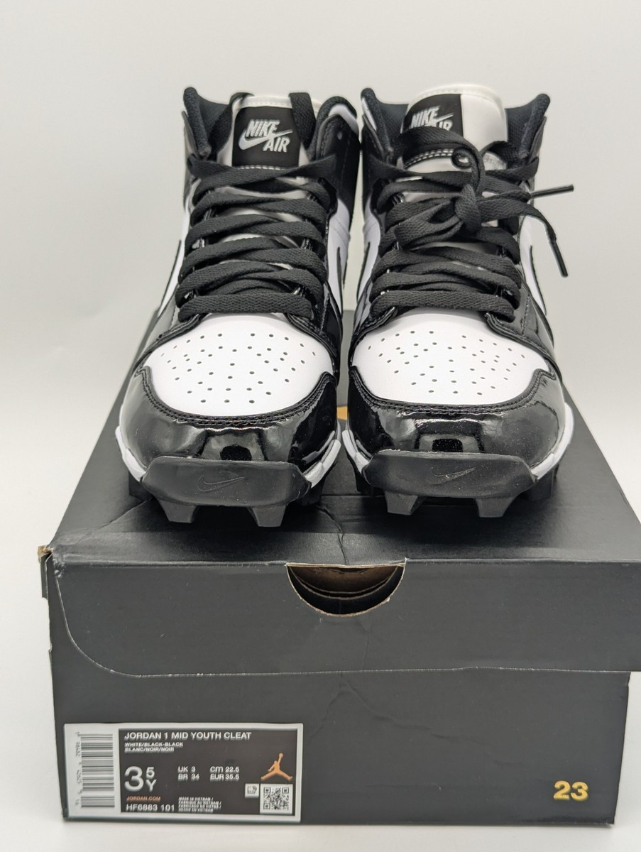 Air Jordan 1 Mid Youth Cleats Black White Panda HF6883-101 Kids