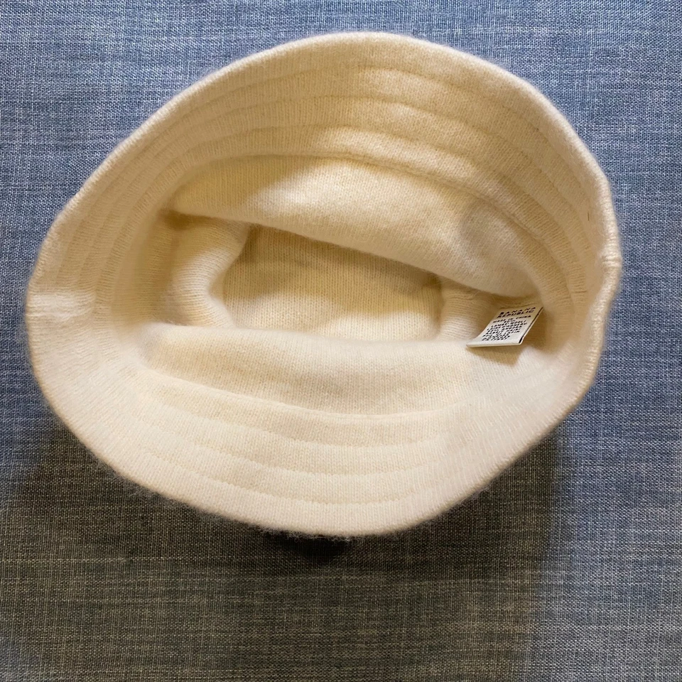 Banana Republic Cream Wool Angora Rabbit Hair Bucket Hat - FLAW - Image 3 of 4