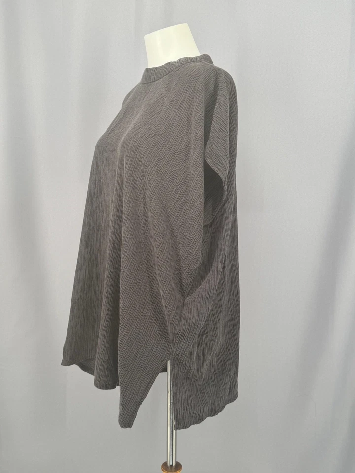Camisa Eileen Fisher Mujer Grande Tejida Arrugada Tencel Lyocell Calce Relajado Top Foto 3 de 4