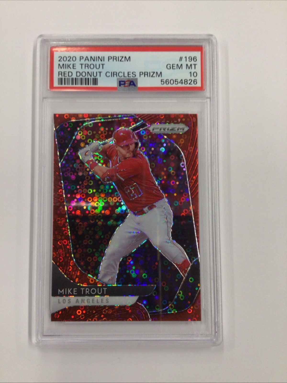 2020 Prizm Red Donut Circles /99 Mike Trout Psa 10 view 1