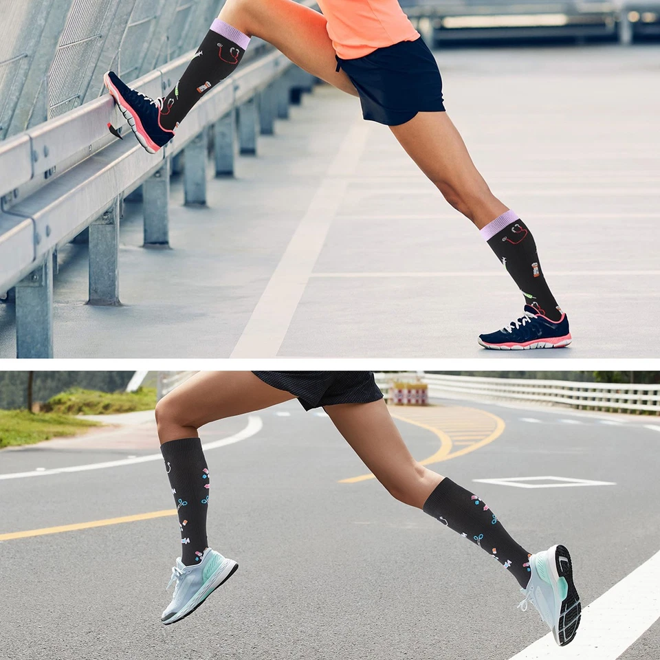 Pack de 5 calcetines de compresión para enfermeras para mujeres hombres circulación para correr médico Foto 3 de 4