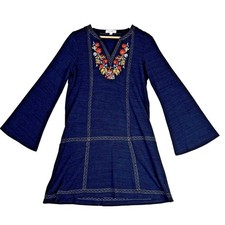 Anthropologie THML Womens Dress Sz S Embroidered Floral Boho Bell Sleeves