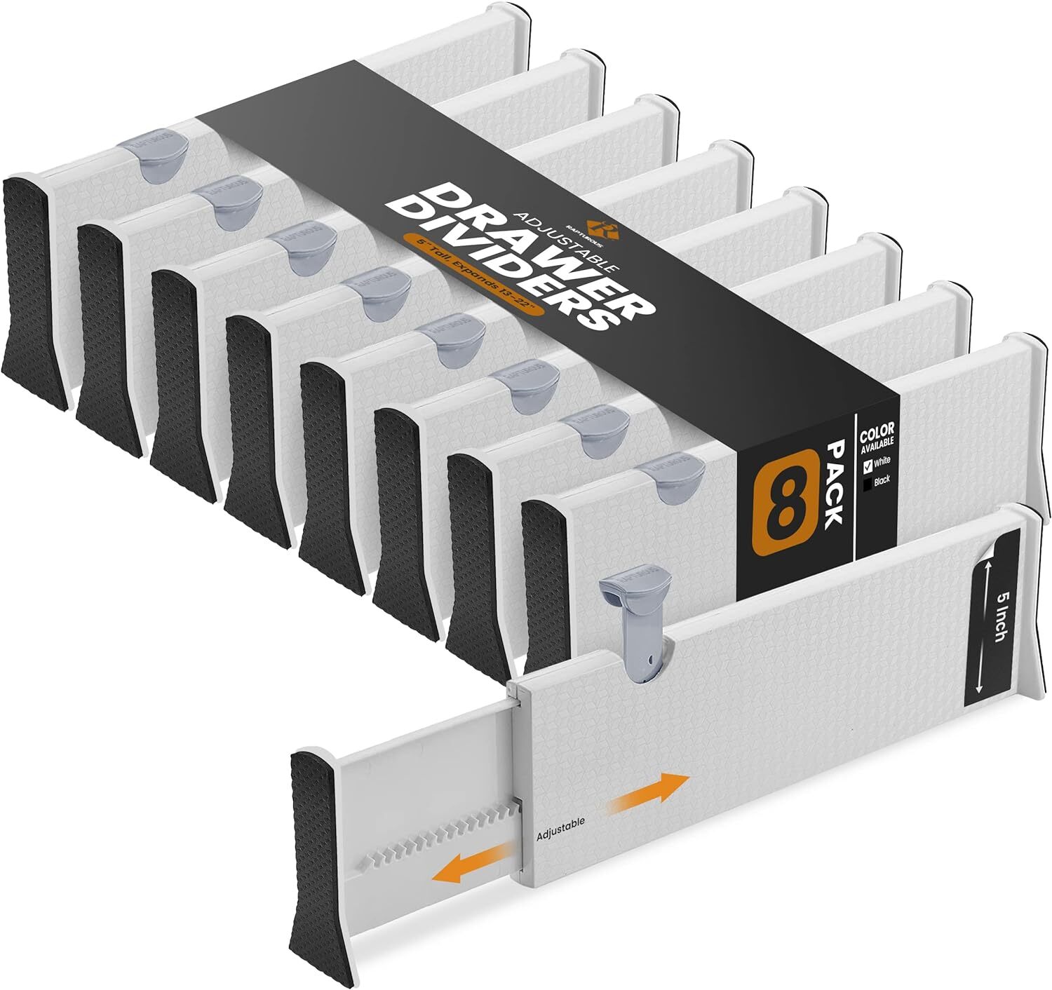 RAPTUROUS Deep Drawer Divider 8 Pack, 5