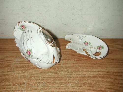 VINTAGE TILSO JAPAN HAND PAINTED PORCELAIN COVERED DUCK SOAP DISH AND SOAP TRAY - Picture 10 of 11