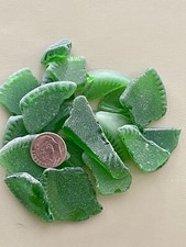 G 273 S Genuine Surf-Tumbled Green Sea Glass- Bottle Base Partials X 20