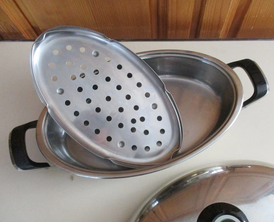 AMC Bräter /Spargeltopf - Visiotherm-Hochraumdeckel und Gareinsatz - Bild 3 von 4